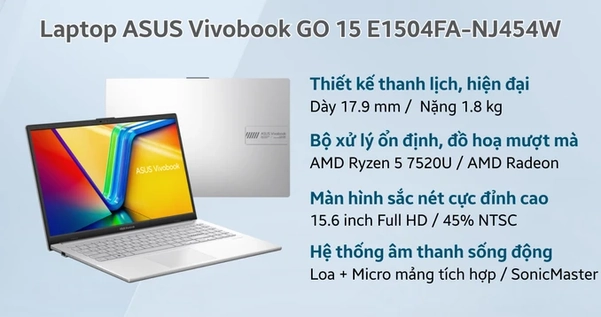 ASUS Vivobook Go 15 với thiết kế thanh lịch phù hợp mọi không gian làm việc